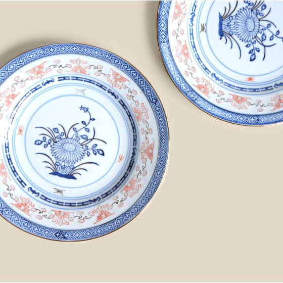 Set Platos Flores Porcelana...